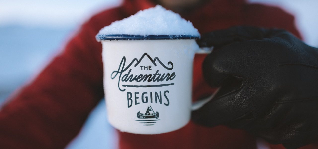 image of a cup with a label for adventure